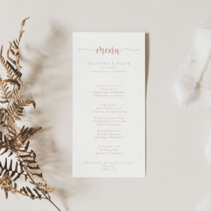 Rose Gold Minimalistisch Calligraphy Dinner Menü Menükarte