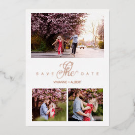 Rose Gold Minimalistisch Elegante 3 Fotos Folieneinladung