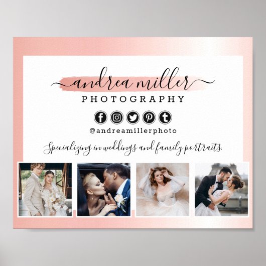 Rose Gold Minimalistisch Fotograf Marketing Foto Poster (Vorne)