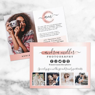 Rose Gold Minimalistisch Fotograf Marketing Foto Postkarte