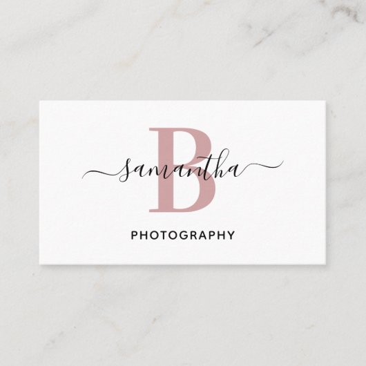 Rose Gold Minimalistisch Monogram Logo Visitenkarte (Vorderseite)
