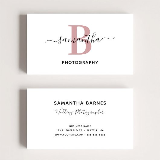 Rose Gold Minimalistisch Monogram Logo Visitenkarte