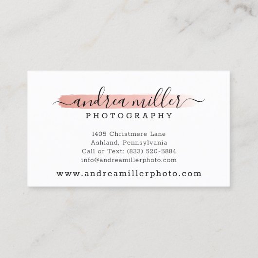 Rose Gold Minimalistisch Paint Swash Custom Logo C Visitenkarte (Rückseite)
