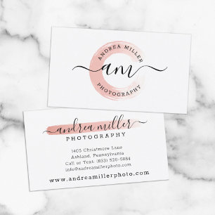 Rose Gold Minimalistisch Paint Swash Custom Logo C Visitenkarte