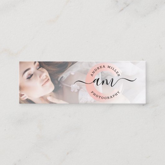 Rose Gold Minimalistisch Paint Swash Custom Logo F Mini Visitenkarte (Vorderseite)