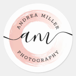 Rose Gold Minimalistisch Paint Swash Logo Custom D Runder Aufkleber
