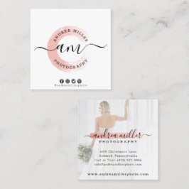 Rose Gold Minimalistisch Paint Swash Logo Custom F Quadratische Visitenkarte