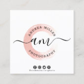 Rose Gold Minimalistisch Paint Swash Logo Custom F Quadratische Visitenkarte (Vorderseite)