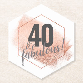 Rose Gold Minimalistische 40er Jahre Geburtstag He Untersetzer