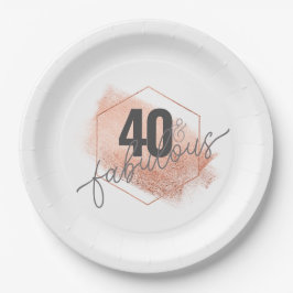 Rose Gold Minimalistische 40er Jahre Geburtstags-I Pappteller