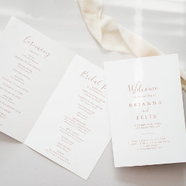 Rose Gold Minimalistische Folded Wedding Programm