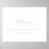 Rose Gold Minimalistische Hochzeit Begrüßungszeich Poster (Vorne)
