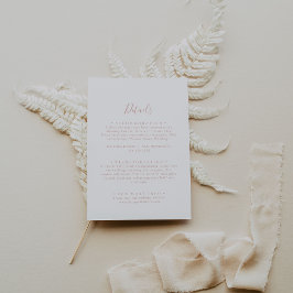 Rose Gold Minimalistische Hochzeitdetails Begleitkarte
