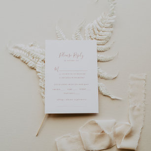Rose Gold Minimalistische Hochzeitsmenü UAWG RSVP Karte