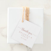 Rose Gold Minimalistische Kalligrafie Hochzeit Geschenkanhänger (Beispiel)