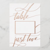 Rose Gold Minimalistische Kalligraphie Tischnummer (Vorderseite)