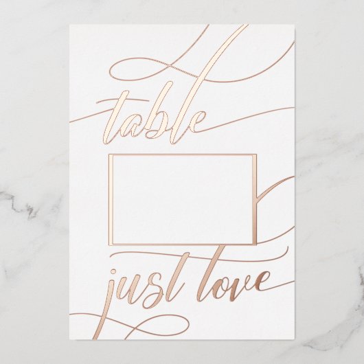 Rose Gold Minimalistische Kalligraphie Tischnummer (Vorderseite)