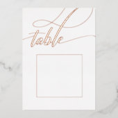Rose Gold Minimalistische Kalligraphie Tischnummer (Vorderseite)