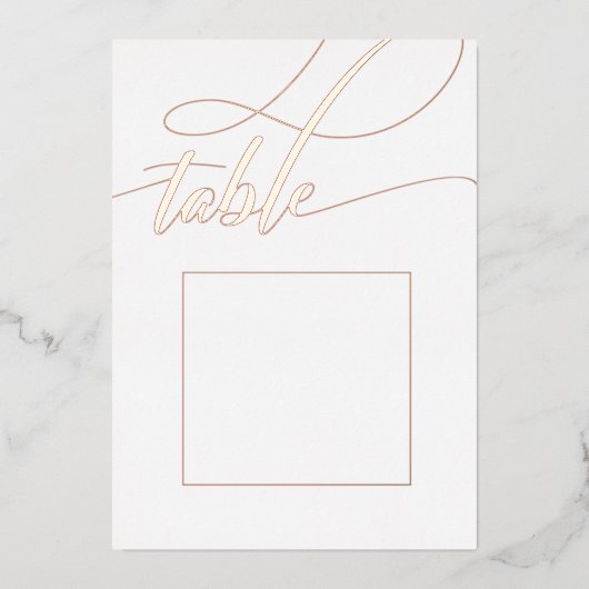 Rose Gold Minimalistische Kalligraphie Tischnummer (Vorderseite)