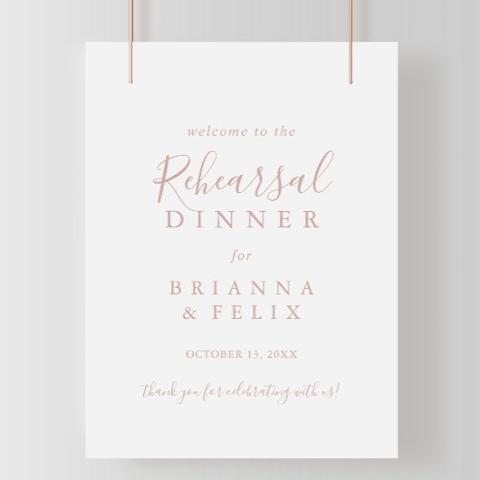 Rose Gold Minimalistische Probe Abendessen Begrüßu Poster