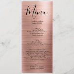 Rose Gold Minimalistische Typografie Hochzeitmenü  Menükarte<br><div class="desc">Dieses bunte Metal-Look Rose Gold-Menü ist perfekt für die formale Hochzeit Ihrer Träume. Passen Sie dieses Hochzeitsmenü mit Ihren eigenen Hochzeitsdetails und Speisen an.</div>