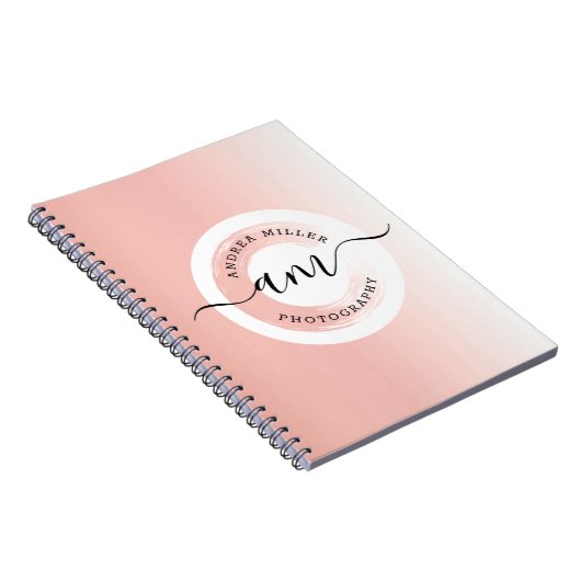 Rose Gold Minimalistisches Personalisiertes Logo E Notizblock (Rechte Seite)