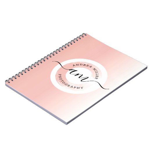 Rose Gold Minimalistisches Personalisiertes Logo E Notizblock (Linke Seite)