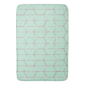Rose Gold & Mint Chic Hexagon Geometric Glam Badematte (Vorderseite Vertikal)