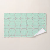 Rose Gold & Mint Chic Hexagon Geometric Glam Badhandtuch Set (Handtuch)