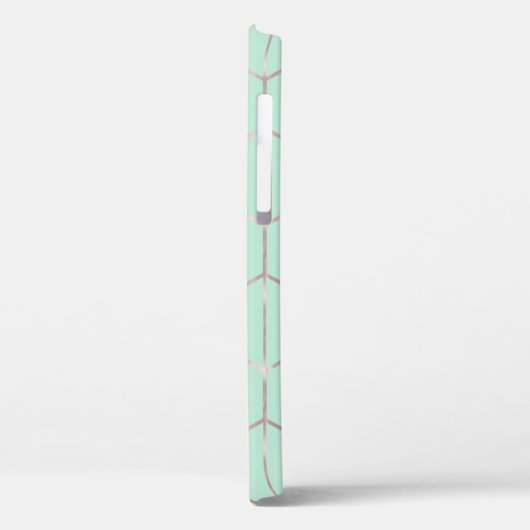 Rose Gold & Mint Chic Hexagon Geometric Glam Case-Mate iPhone Hülle (Rückseite / Links)