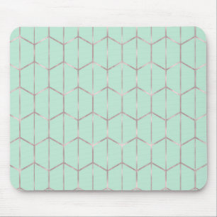 Rose Gold & Mint Chic Sechseck geometrischer Glamo Mousepad