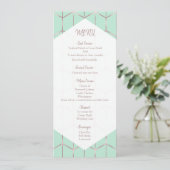 Rose Gold Mint Green Chic Geometric Wedding Menu Menükarte (Stehend Vorderseite)
