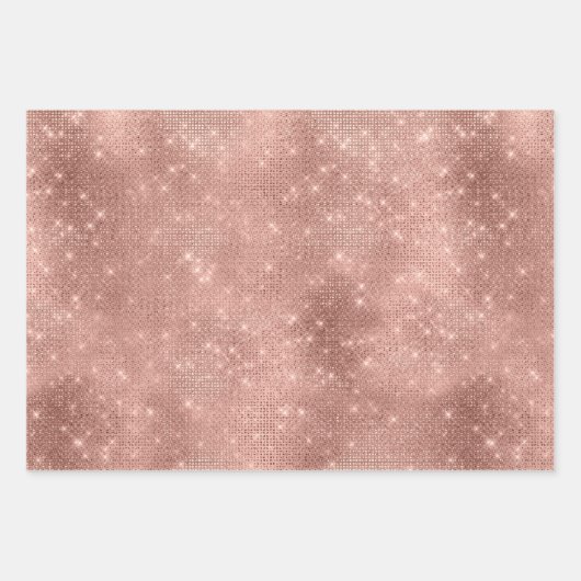 Rose Gold Minze Silver Sparkle Glitz Geschenkpapier Set (Vorderseite)