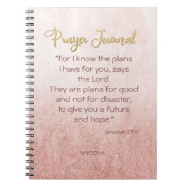 Rose Gold Mist Gold Briefe Personalisiertes Gebet Notizblock