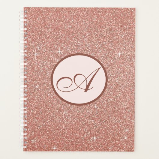 Rose Gold Mit Monogramm Eleganter Planer (Vorderseite)
