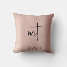 Rose Gold Mit Monogramm Initialen Script Typografi Kissen