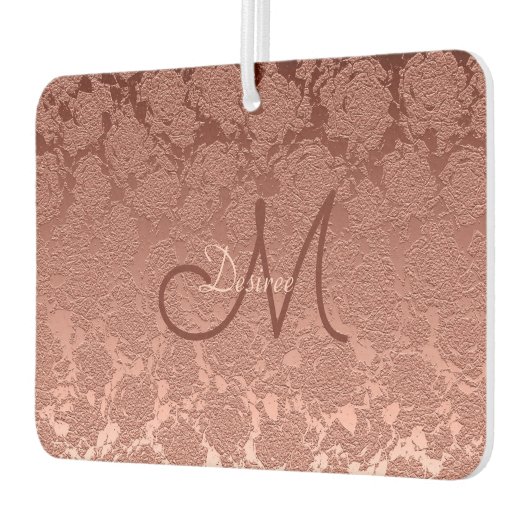 Rose Gold Mit Monogramm Letter Floral Modernes Ele Autolufterfrischer (Links)