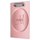 Rose Gold Mit Monogramm Moderne Elegante Vorlage Klemmbrett (Links)