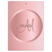 Rose Gold Mit Monogramm Moderne Elegante Vorlage Klemmbrett (Rückseite)