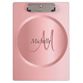 Rose Gold Mit Monogramm Moderne Elegante Vorlage Klemmbrett (Vorderseite)