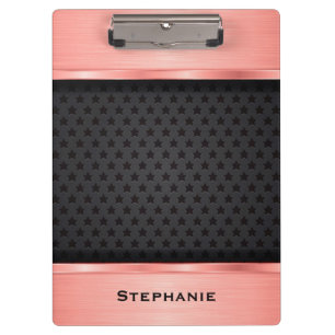 Rose Gold mit Schwarz-Sternen-Hintergrundmonogramm Klemmbrett