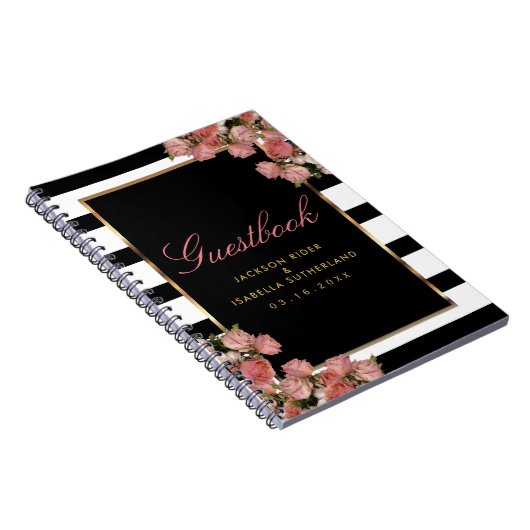 Rose Gold mit schwarzen und weißen Streifen - Gäst Notizblock (Rechte Seite)