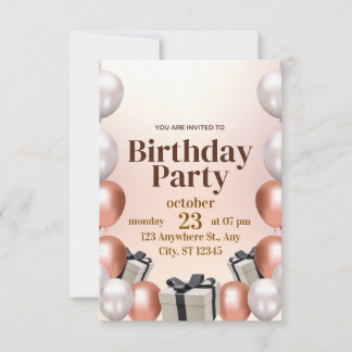 Rose Gold Modern Birthday Party Invitation Einladung
