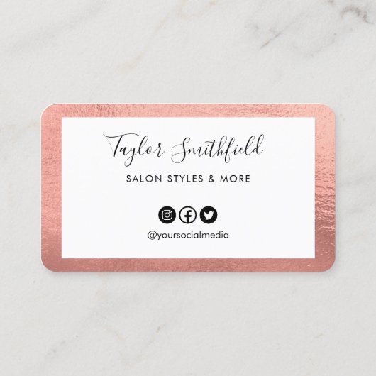 Rose Gold Modern Custom Loyalty Card Visitenkarte (Rückseite)