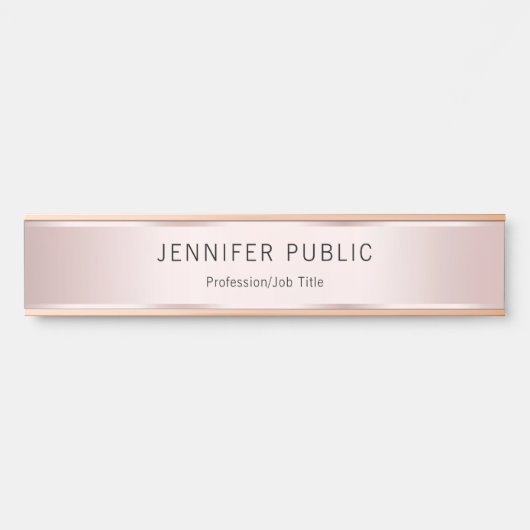 Rose Gold Modern Elegant Professional Name Home Türschild (Vorderseite )