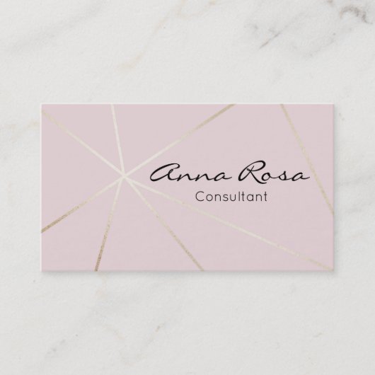 *~* Rose Gold Modern Foil Trendy Pink Geometrie Visitenkarte (Vorderseite)