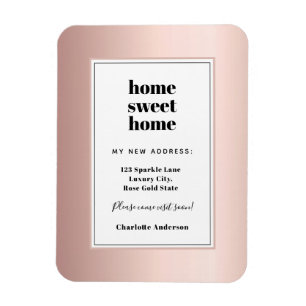 Rose gold modern minimalist home sweet home moving magnet