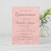 Rose Gold Moderne Abstrakte Blüte | Quinceañera Einladung (Stehend Vorderseite)