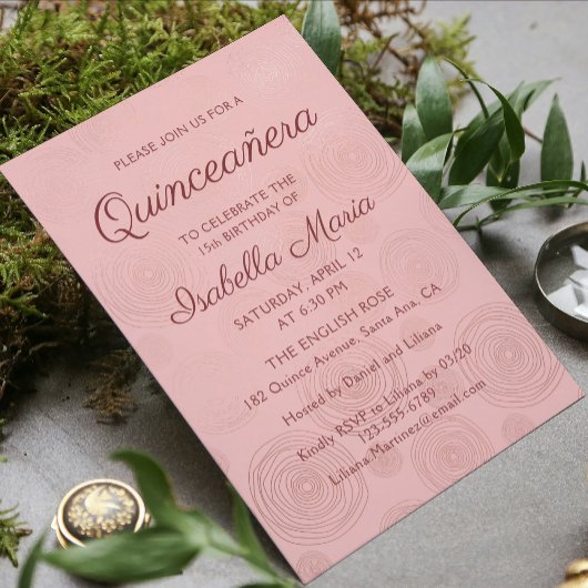 Rose Gold Moderne Abstrakte Blüte | Quinceañera Einladung