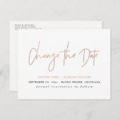 Rose Gold Moderne ändern Datum Ankündigungspostkarte (Vorne/Hinten)